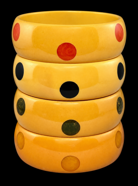 corn bakelite bangles with up/down dots